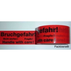 Klebeband Packband "Bruchgefahr" 50mm x 66m (12 Rollen)