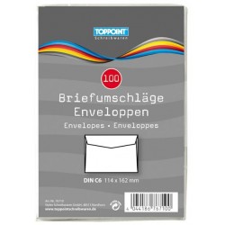 Briefumschläge C6 weiß nassklebend ohne Fenster TopPoint® (100 Stück)