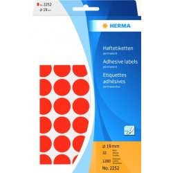 Etiketten Herma 2252 rund 19mm Ø rot (Pa.= 1280 St.)