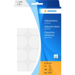 Etiketten Herma Nr. 2270 Ø 32 mm rund weiß (Pckg.= 480 Stück)