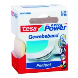 Gewebeband Tesa extra Power 2,75m x 38mm weiß / 1 Rolle