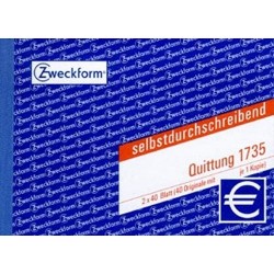 Quittungsblock Zweckform 1735 A6 quer 2x40 Bl. 1.+2. bedruckt