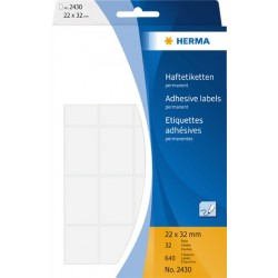 Etiketten 22x32mm sk Spezialpapier Herma 2430 weiß 1 Pckg. á 640 St.