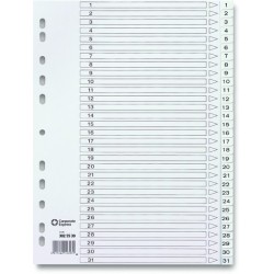 Register A4 PP 0,12 mm Eurolochung 31 Blatt Zahlen 1-31 weiß