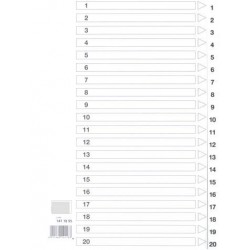 Register A4 PP 20 Blatt weiß Lochung Euro-Lochung Zahlen 1-20