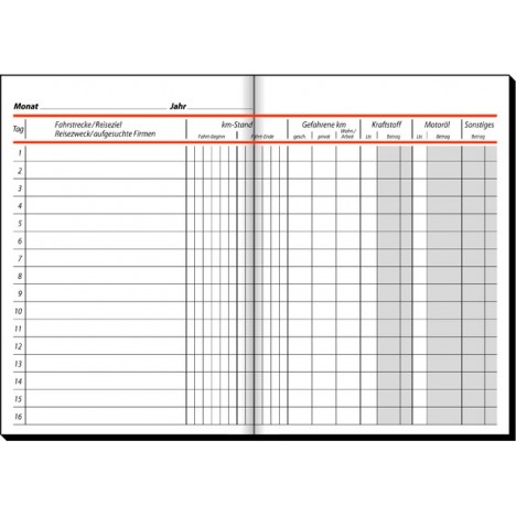 Fahrtenbuch für PKW + LKW A5 hoch 32 Blatt Sigel 514