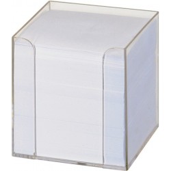 Zettelkasten Zettelbox transparent gefüllt für 9x9cm Notizzettel weiß