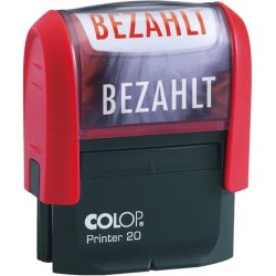 Stempel BEZAHLT 38x14mm selbstfärbend Druckfarbe rot