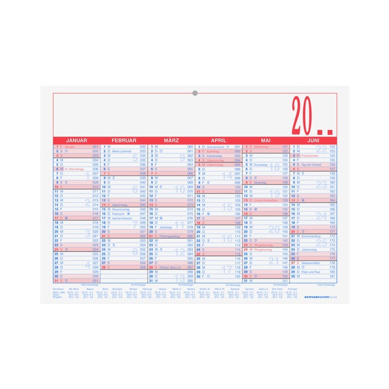 Tafelkalender Kalender A5 quer Zettler 6M/1S Material Karton