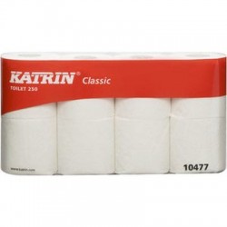 Toilettenpapier Katrin 2lg Tissue Rolle 250 Blatt mit Prägung weiß VE=8 Rollen