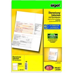 Überweisungsformular f. PC Bankformular Sigel ZV510 / 1 Pckg.