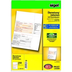 Überweisungsformular f. PC Bankformular Sigel ZV512 / 1 Pckg.