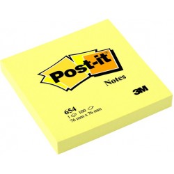 Haftnotiz Post-it 76x76mm gelb 100 Bl. Typ 654 original / 1 Block
