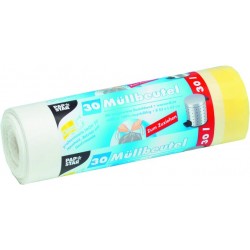 Müllbeutel 530x620mm HDPE 0,017mm mit Zugband 30 Liter weiß 1 Rolle á 30 Stück