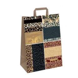 Tragetasche Papier 22+11x28cm Kraftpapier 70g/m² Animal Print Afrika (50 Stück)