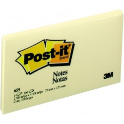 Haftnotizen Post-It 127x76mm gelb Typ 655  1 Block á 100 Blatt