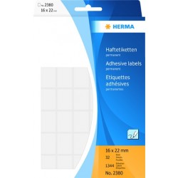 Etiketten Herma 2380 16x22mm sk auf Bogen weiß (Pa.= 1344 St.)