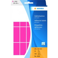 Etiketten Herma 2416 20x50mm sk auf Bogen leutchrot (Pa.= 360 St.)