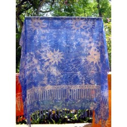 SARONG PAREO WICKELTUCH "SONNE" MITTELBLAU