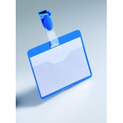 Namensschild 60x90mm mit Clip vorne offen blau 25 St.