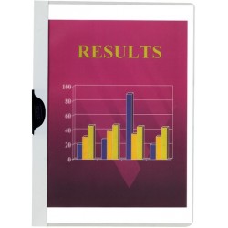 Klemmmappe PVC-Folie transp.Vorderd. A4 für 30Bl. weiß