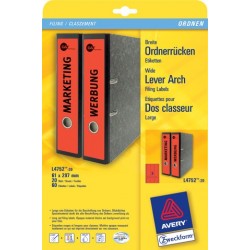 Rückenschilder PC Zweckform 4752 297x61mm rot /Pckg. á 60St.