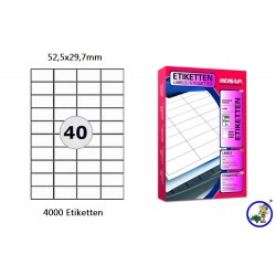 Heisap Etiketten Selbstklebe-Label 52,5x29,7mm (4000 Stück auf 100 Blatt A4)