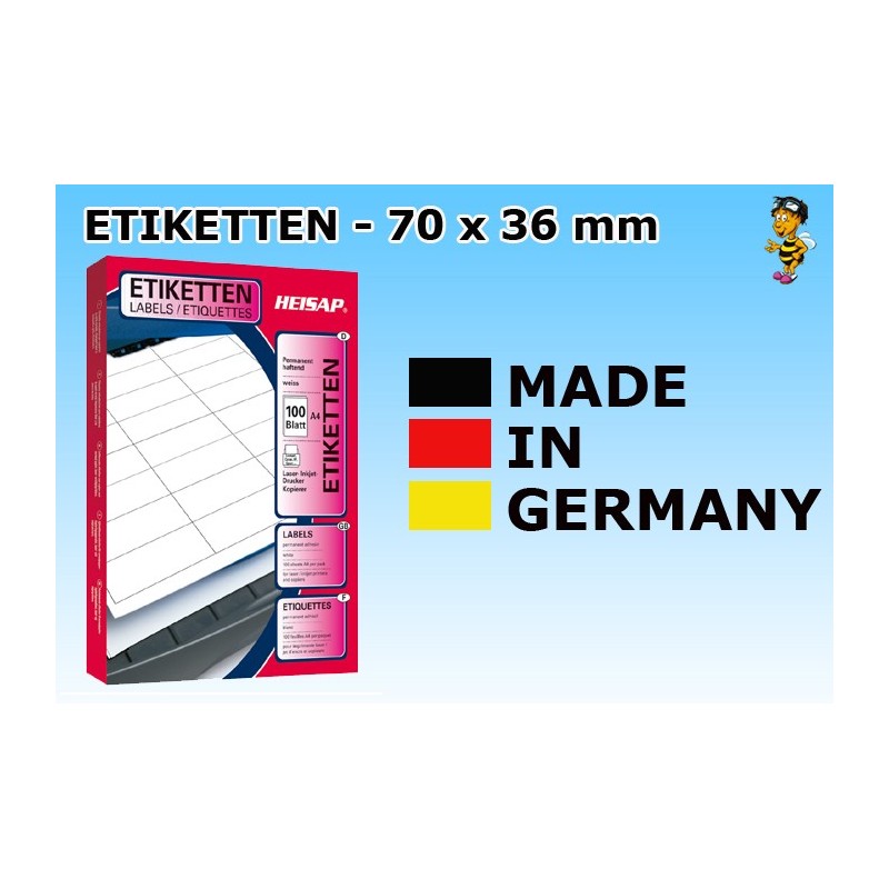 Selbstklebende Heisap Etiketten 70x36mm