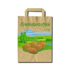 Tragetasche Papier braun 22+10x28cm Naturkraft 90g/m² Aufdruck Kartoffeln 2,5kg Karton á 250St.