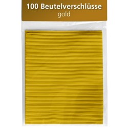 Beutelverschlüsse Länge 8cm gold 100 Stück im Folienbeutel mit Aufhängeloch