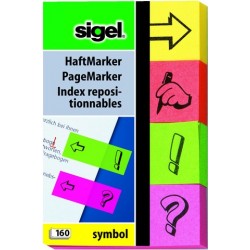 Haftmarker Neon 4 Farben 80x50mm Sigel HN635 div. Symbole 160Blatt SONDERANGEBOT